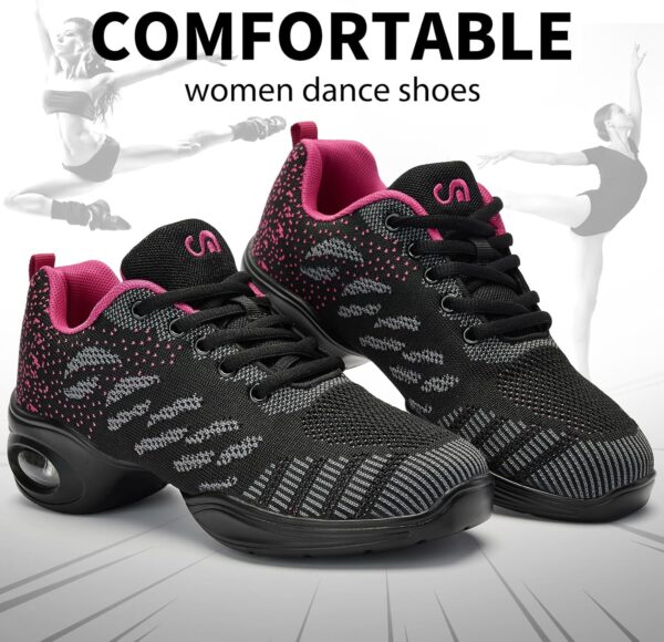 Women's Jazz Shoes Lace-up Sneakers - Breathable Shoes Air Cushion Lady Split Sole Athletic Walking Dance Shoes Platform