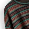 ZAFUL Women's Tribal Ethnic Graphic Cropped Knitwear Bohemian Long Sleeve Pullover Sweater Boho Drop Shoulder Knitted Top