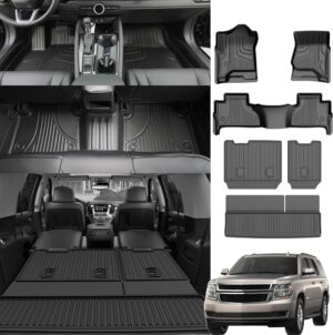 Floor Mats Compatible with 2015-2020 Chevrolet Tahoe/GMC Yukon (Not for XL), Heavy Duty Cargo Mat Chevy Tahoe, TPE Automotive Backrest Mat All Weather Protection Liner Black