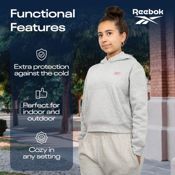 Reebok Girl's Sweatshirt Hoodies 2 Pack Sweatshirts Fashion Hoodie Crewneck Sweaters for Girls Sizes 7-16