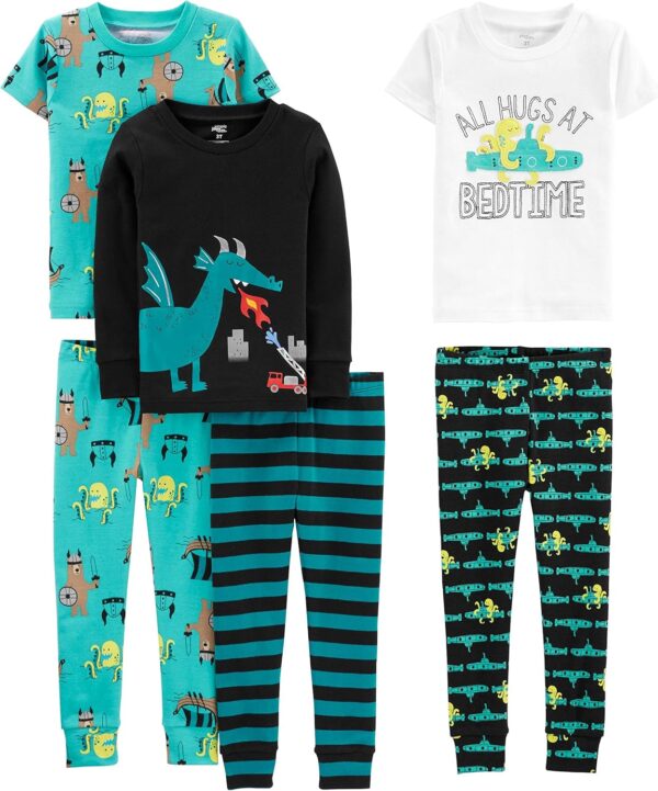 Simple Joys by Carter's Boys' 6-Piece Snug Fit Cotton Pajama Set