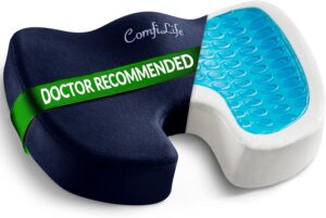 ComfiLife Gel Enhanced Seat Cushion – Office Chair Cushion – Non-Slip Gel & Memory Foam Coccyx Cushion for Tailbone Pain - Desk Chair Car Seat Cushion Driving - Sciatica & Back Pain Relief (Navy)