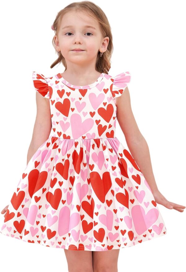 Popshion Girls Dresses Flutter Sleeve Swing Sundress Toddler Summer Clothes Kid Birthday Party Sleeveless Dress 1-8 Years Old