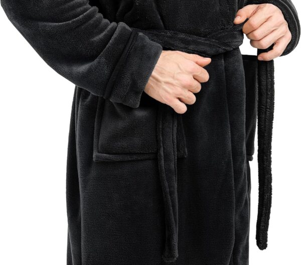 NY Threads Luxurious Men's Shawl Collar Fleece Bathrobe Long Spa Robe