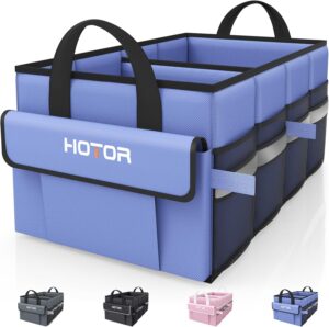 HOTOR Trunk Organizer for Car - Car Organizer with 5 Pockets, Foldable Trunk organizer for SUV, Sedan & Van, Car Organization with Sturdy Base Panel for Car Accessories, Blue, 21.3"×12.6"×10.6"