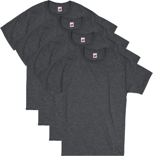 Hanes Men's Short Sleeve T-Shirt Pack, Essentials Crewneck Cotton T-Shirt, 4 or 6 Pack