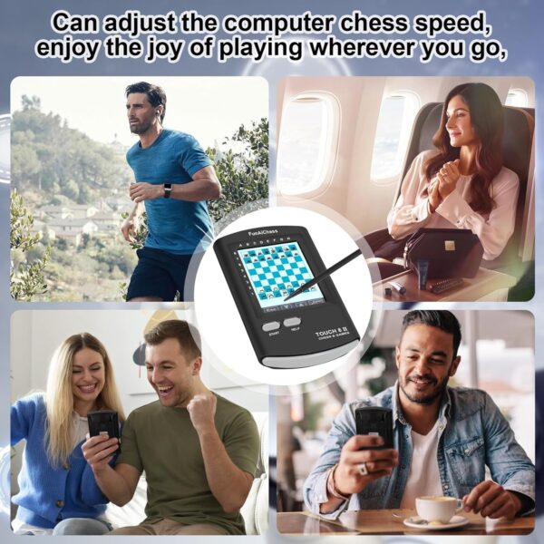 Handheld Electronic Chess Board 8 in 1 Touch Chess Computer Game Ai Chess Up Smart Electronic Chess Set for Adults, Kids,and Beginners Learn and Travel with Stylus Large LCD Display Gift