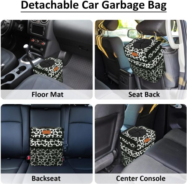 Car Trash Can Bin for Car Back Seat Leak Proof, Cute Car Trash Bag Hanging, Vehicle Trash Can for SUV Truck Van, Automotive Car Garbage Cans Front Seat Cow Print, 220908-11