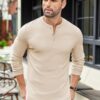 COOFANDY Men's Henley Shirts Long Sleeve Basic Pullover Shirt Lightweight Button T-Shirts