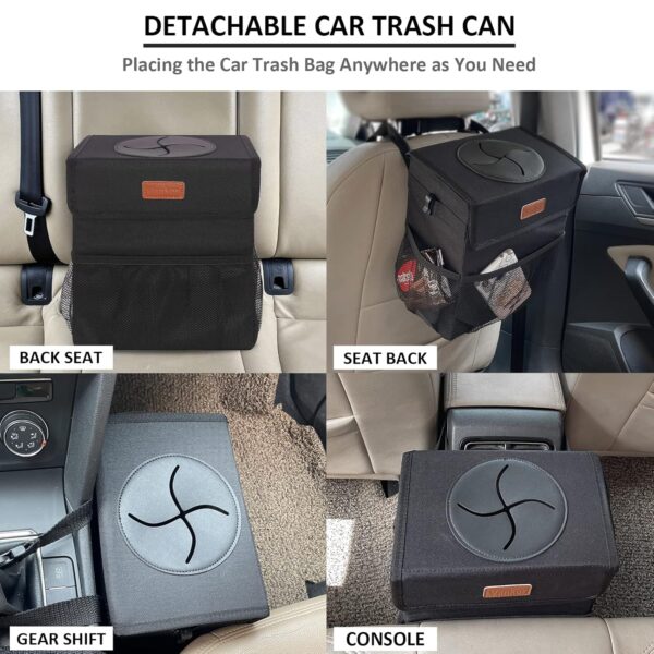 Car Trash Can for Car Cute, Car Trash Bag Bin Hanging Waterproof Automotive Car Garbage Cans Leak Proof Vehicle Trash Can Black