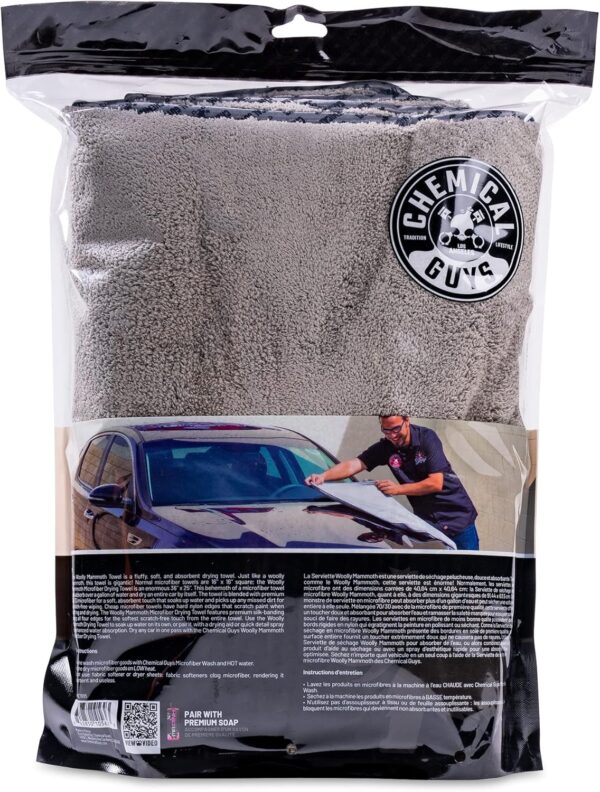 Chemical Guys Woolly Mammoth Large, Super Absorbent and Soft Microfiber Towels for Cars, Gray (35 x 25 inches)