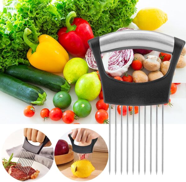 JAYVAR Onion Holder for Slicing, Lemon Slicer Onion Cutter for Slicing, Vegetable Cutter for Potato and Tomato, Avocados, Eggs, Food Slicer Assistant Tool for Slicing Fruit Lemon and Meat