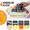 Mueller Vegetable Chopper 9 Blade, Mandoline Slicer, Food Veggie Chopper, Cheese Grater, Onion Vegetable Cutter with Container, Dicer, Kitchen Gadgets & Essentials, White Sand/Grey