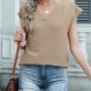 ANRABESS Women Tops Cap Sleeve Textured Dressy Casual V Neck Shirts 2025 Summer Business Work Blouses Outfits