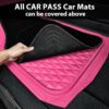 CAR PASS Heavy Duty Rubber Pink Car Floor Mats, Deep Dish All-Weather Full Set Durable Anti-Slip 3D Rhombus Waterproof Trim to Fit Liner Universal Fit Automotive,Sedan,SUV,Truck, 3 Pcs Hot Pink