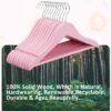 FairyHaus Kids Wooden Hangers 20Pack Pink, 12.8 Inch Baby Wooden Hangers for Closet, Anti-Rust 360° Swivel Hook, Notches & Smooth Finish, Natural Solid Wood Childrens Hangers for Clothes