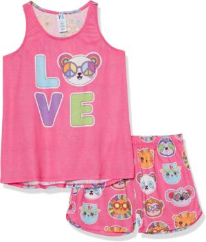 The Children's Place Girls' Sleeveless Tank Top and Short 2 Piece Pajama Set