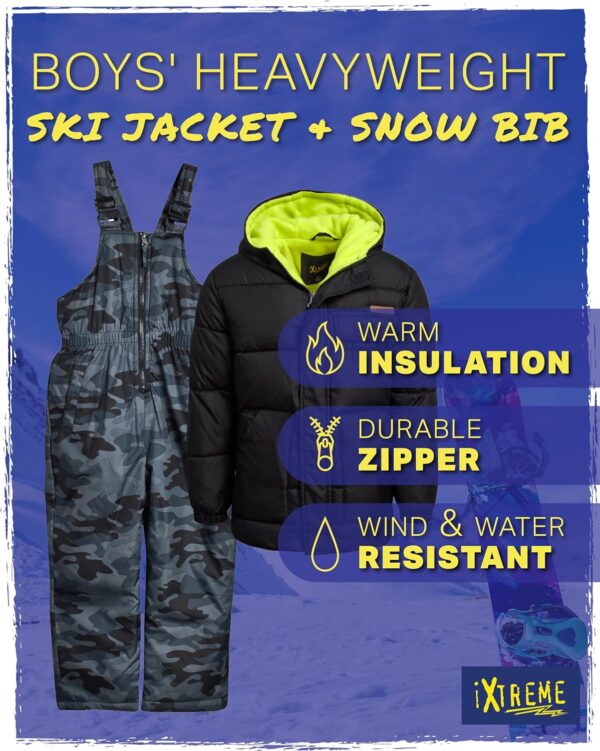 iXtreme Boys' Snowsuit - 2 Piece Heavyweight Insulated Ski Jacket and Snow Bib (12M-7)