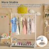 Kids Clothing Rack with Bottom Storage Shelf, Metal Clothes Rack for Kids Dress Up Storage, Freestanding Dance Costume Garment Rack for Hanging Clothes, White