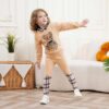 Toddler Kid Girl Clothes Bear Print Drop Shoulder Hoodie Put Together Plaid Pants 2PC Outfit Set