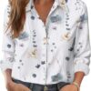 Zeagoo Button Down Shirts for Women Dressy Floral Printed Long Sleeve Blouse Business Casual Work Tops