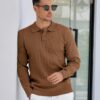 COOFANDY Mens Knit Polo Sweater Long Sleeve Polos Lightweight Casual Dress Pullover Sweaters