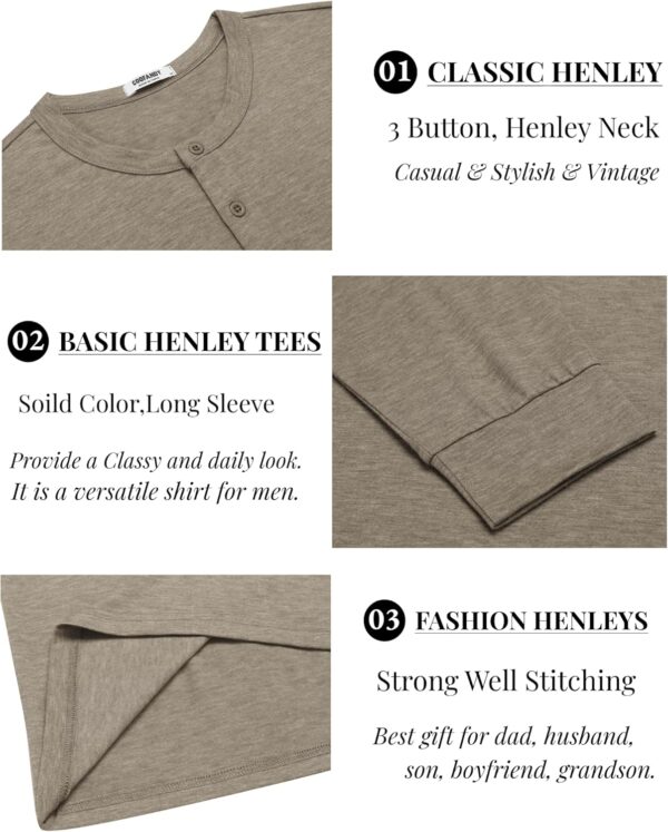 COOFANDY Men's Henley T-Shirt Long Sleeve Casual Lightweight Pullover Shirts Soft Stretch Basic Tees Fall Tops