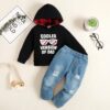 YALLET Toddler Baby Boy Clothes, Long Sleeve Letter Hoodies Top+Ripped Denim Pants 2pcs Fall Winter Outfit Sets