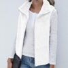 LOMON Womens Fuzzy Sherpa Fleece Jacket Lightweight Vest Cozy Sleeveless Cardigan Zipper Waistcoat Outerwear with Pocket