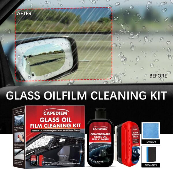 Automotive Oil Film Cleaning Brush, Reusable Oil Film Cleaning Brush, Oil Repellent Film for car Windows, Improves Clarity and Visibility,Oil Film Cleaning Emulsion,universal glass cleaning wipe Board