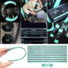 BBTO 43 Pcs Butterfly Car Seat Full Set Butterfly Car Accessories for Women 5 Front Rear Seat Covers Wrist Strap 2 Pcs Cup Mat Armrest Pad 2 Belt Cover Accessories for SUV(Mint Green, Black)