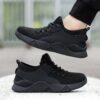 ulogu Waterproof Shoes for Men Women Non Slip Work Sneakers Food Service Water Resistant Slip on Walking Shoes Black