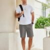 COOFANDY Men's Casual Shorts Cotton Elastic Waist Drawstring Shorts Lightweight Summer Beach Shorts