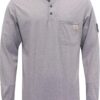 BOCOMAL FR Shirts Flame Resistant Shirt 5.5oz 100% Cotton Light Weight CAT2 Fire Retardant Henley Shirts