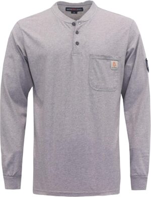 BOCOMAL FR Shirts Flame Resistant Shirt 5.5oz 100% Cotton Light Weight CAT2 Fire Retardant Henley Shirts