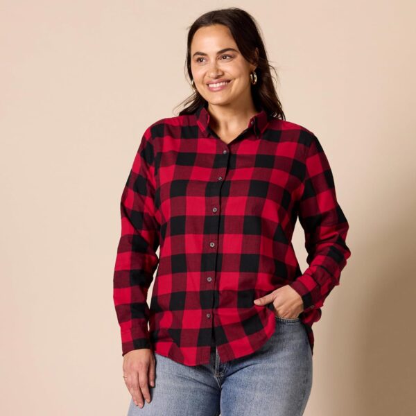 Amazon Essentials Women's Classic-Fit Long-Sleeve Lightweight Plaid Flannel Shirt