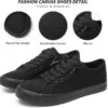 Women Canvas Sneaker Slip On Non Slip Casual Shoes Lace Up Canvas Low Top White Shoes Loafers for Women Fashion Black Sneaker