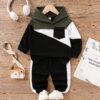 2-6T Toddler Baby Boy Clothes Color Blocking Hoodies + Pants Fall Winter Outfits