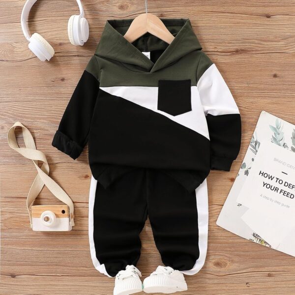 2-6T Toddler Baby Boy Clothes Color Blocking Hoodies + Pants Fall Winter Outfits