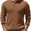 COOFANDY Mens Knit Polo Sweater Long Sleeve Polos Lightweight Casual Dress Pullover Sweaters