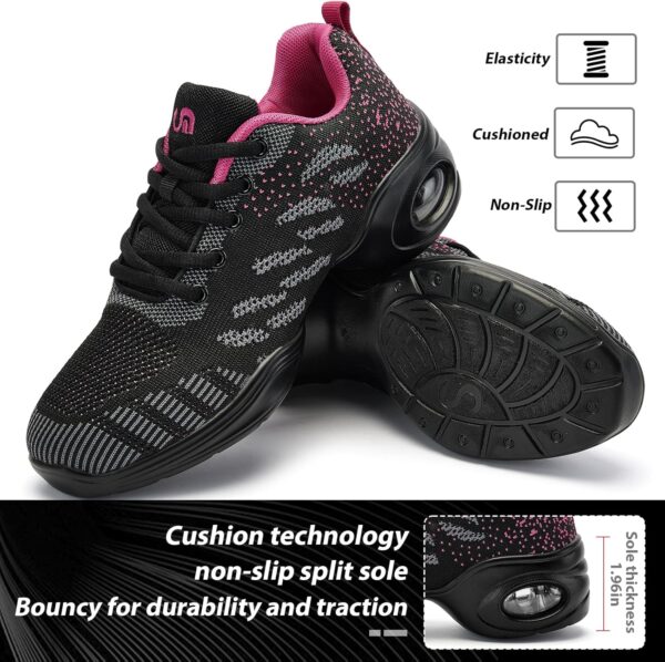 Women's Jazz Shoes Lace-up Sneakers - Breathable Shoes Air Cushion Lady Split Sole Athletic Walking Dance Shoes Platform