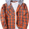 SCODI Mens Flannel Hoodie Shirt Casual Button Down Plaid Jacket Shirts Stylish Long Sleeve Shirts with Pocket