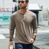 COOFANDY Men's Henley T-Shirt Long Sleeve Casual Lightweight Pullover Shirts Soft Stretch Basic Tees Fall Tops