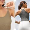 ODODOS Women's Crop 3-Pack Seamless Rib-Knit Camisole Crop Tank Tops