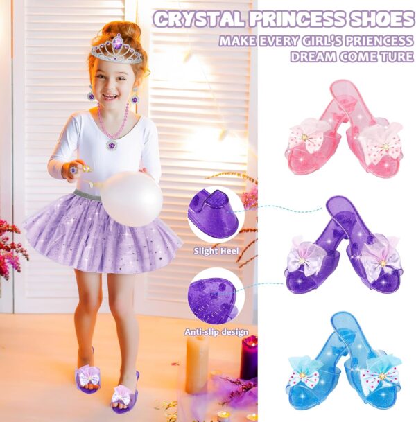 Princess Dress Up Toys & Jewelry Boutique, Costumes Set incl Color Skirts, Shoes, Crowns, Accessories, Girls Role Play Gift for 3 4 5 6 Year old Girl Toddler ​B-day Party Favors