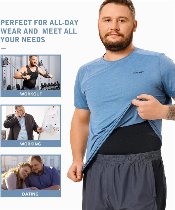 TAILONG Mens Compression Shirt Body Shaper Slimming Shirt Plus Size Gynecomastia Compression Tank Top