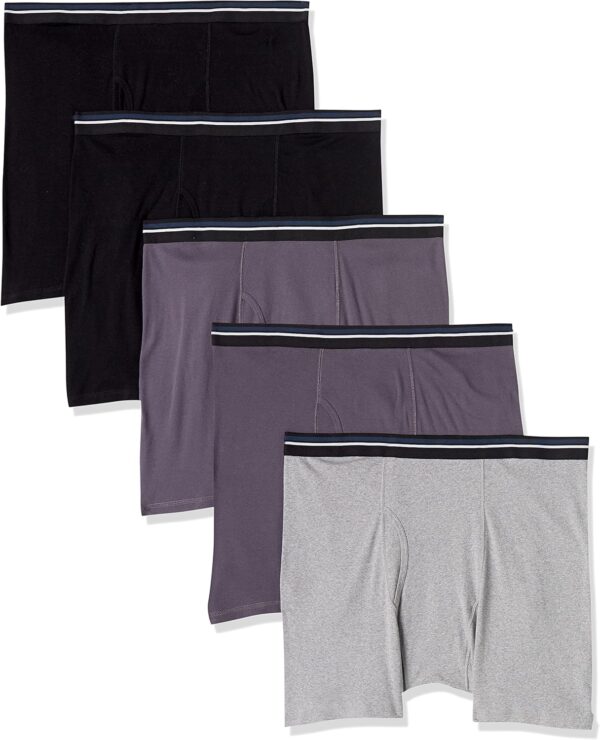 Amazon Essentials Mens Underwear Boxer Briefs, Comfortable Cotton, Tag-Free, Pack of 5