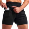 Pudolla Men’s 2 in 1 Running Shorts 5" Quick Dry Gym Athletic Workout Shorts for Men with Phone Pockets