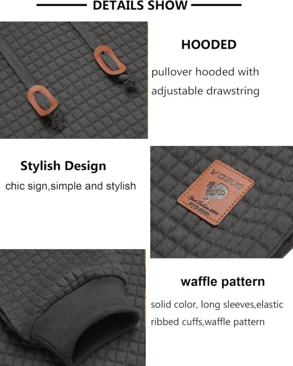 COOFANDY Mens Hooded Sweatshirt Casual Long Sleeve Drawstring Waffle Knit Pullover Hoodies