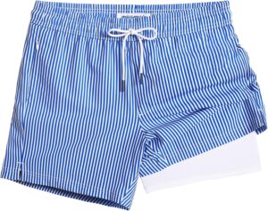 maamgic Mens Swim Trunks with Compression Liner 5" Stretch Beach Shorts Quick Dry with Zipper Pockets No-Chafing Board Shorts